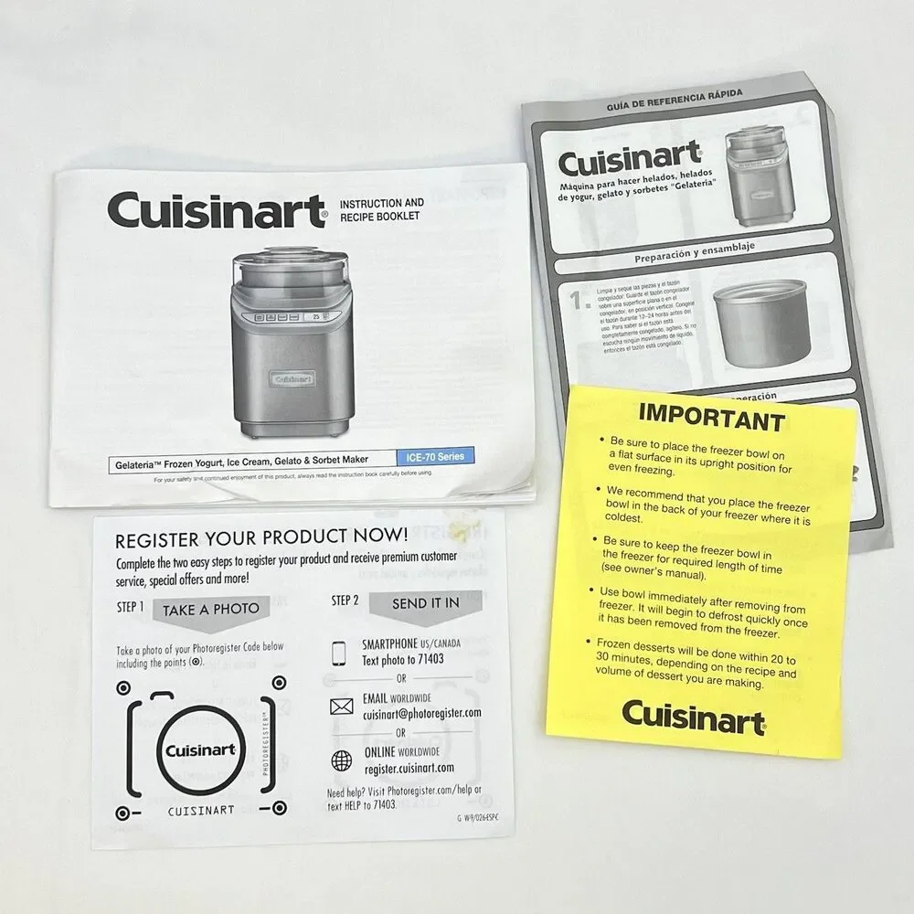 Cuisinart ICE-70 Ice Cream Maker 2-Qt Stainless Steel Base ONLY Main Unit *READ*
